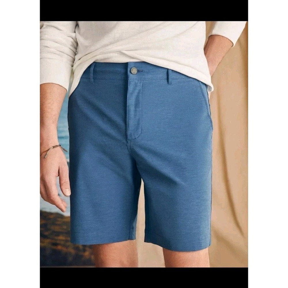 Faherty All Day Shorts Mens 38‎ Zip Button Drawstring 9" Blue 40x9 Measured - Picture 2 of 16